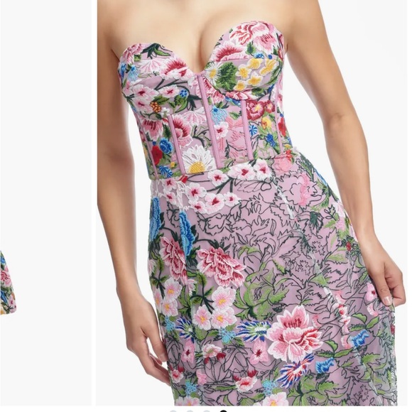 Dress the population Floral Corset midi Dress - Picture 1 of 10